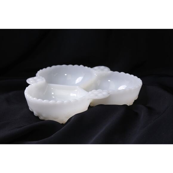 Fenton, Three Section Milk White Glass Bowl, Candy/Nut Dish - Picture 1 of 9